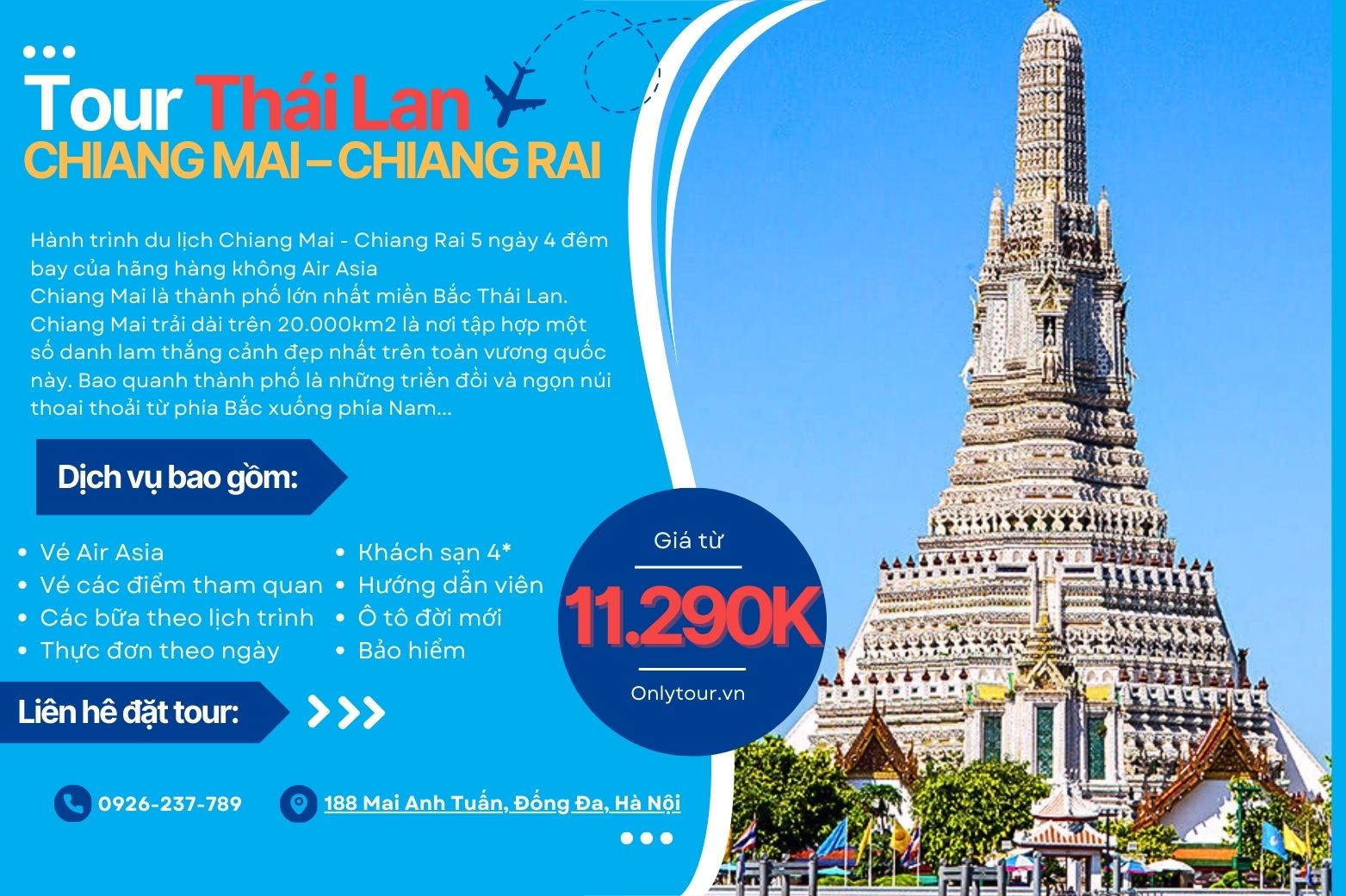 DU LỊCH CHIANG MAI - CHIANG RAI 4 NGÀY 3 ĐÊM BAY AIR ASIA