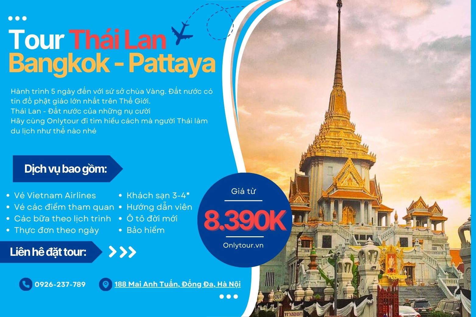 DU LỊCH BANGKOK - PATTAYA 5 NGÀY 4 ĐÊM BAY VIETNAM AIRLINES